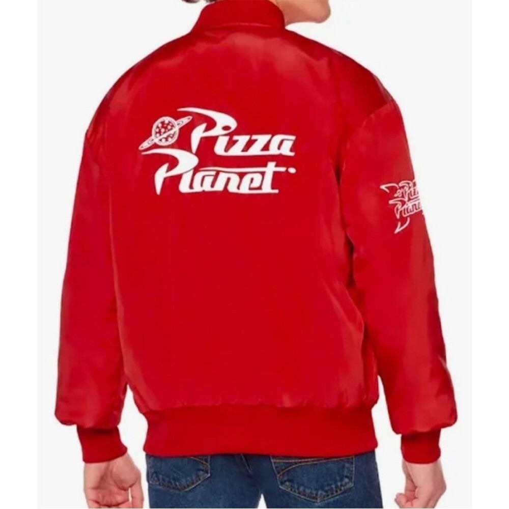 Pizza Planet Bomber Jacket Toy Story Red White Men's Size XL